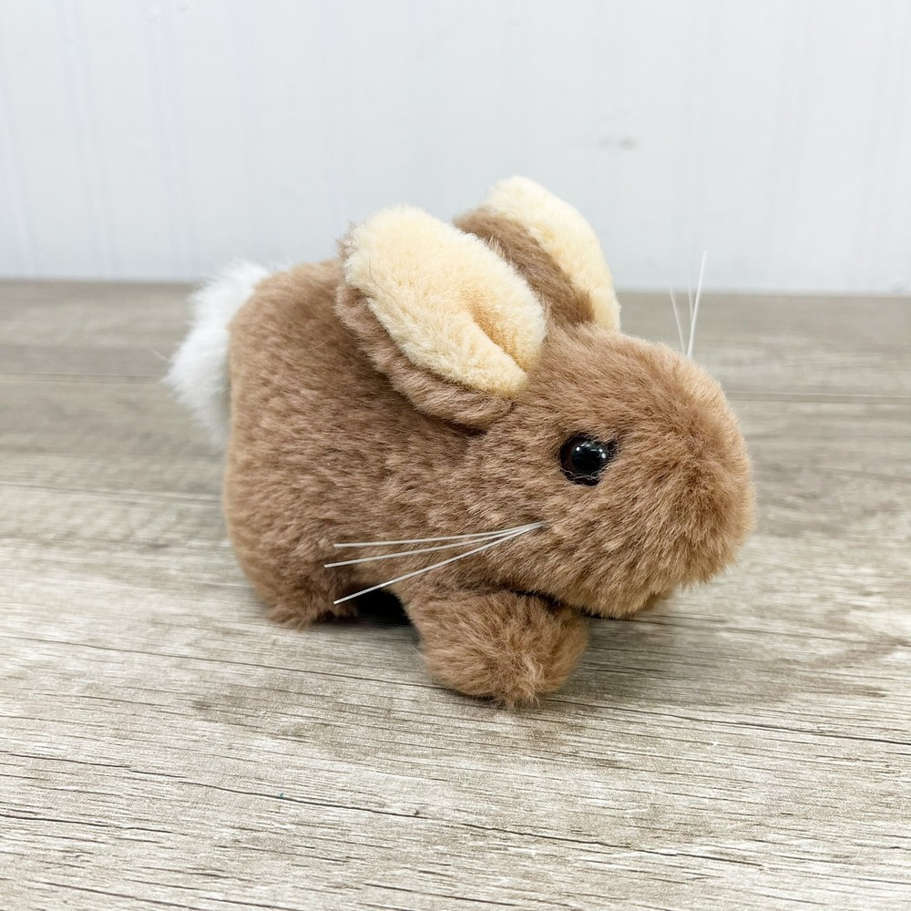 Vintage 1990 Dakin Brown Bunny Rabbit Plush Stuffed Animal White Tail 4 Inch